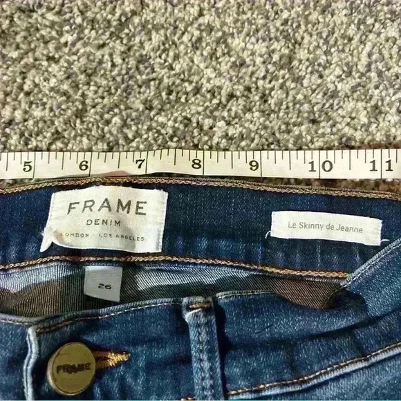 Frame Womens Le Skinny de Jeanne  size 26 Raw Ankle Hem Blue Denim - Picture 5 of 11